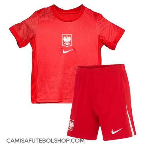 Camisa de time de futebol Polónia Replicas 2º Equipamento Infantil Europeu 2024 Manga Curta (+ Calças curtas)